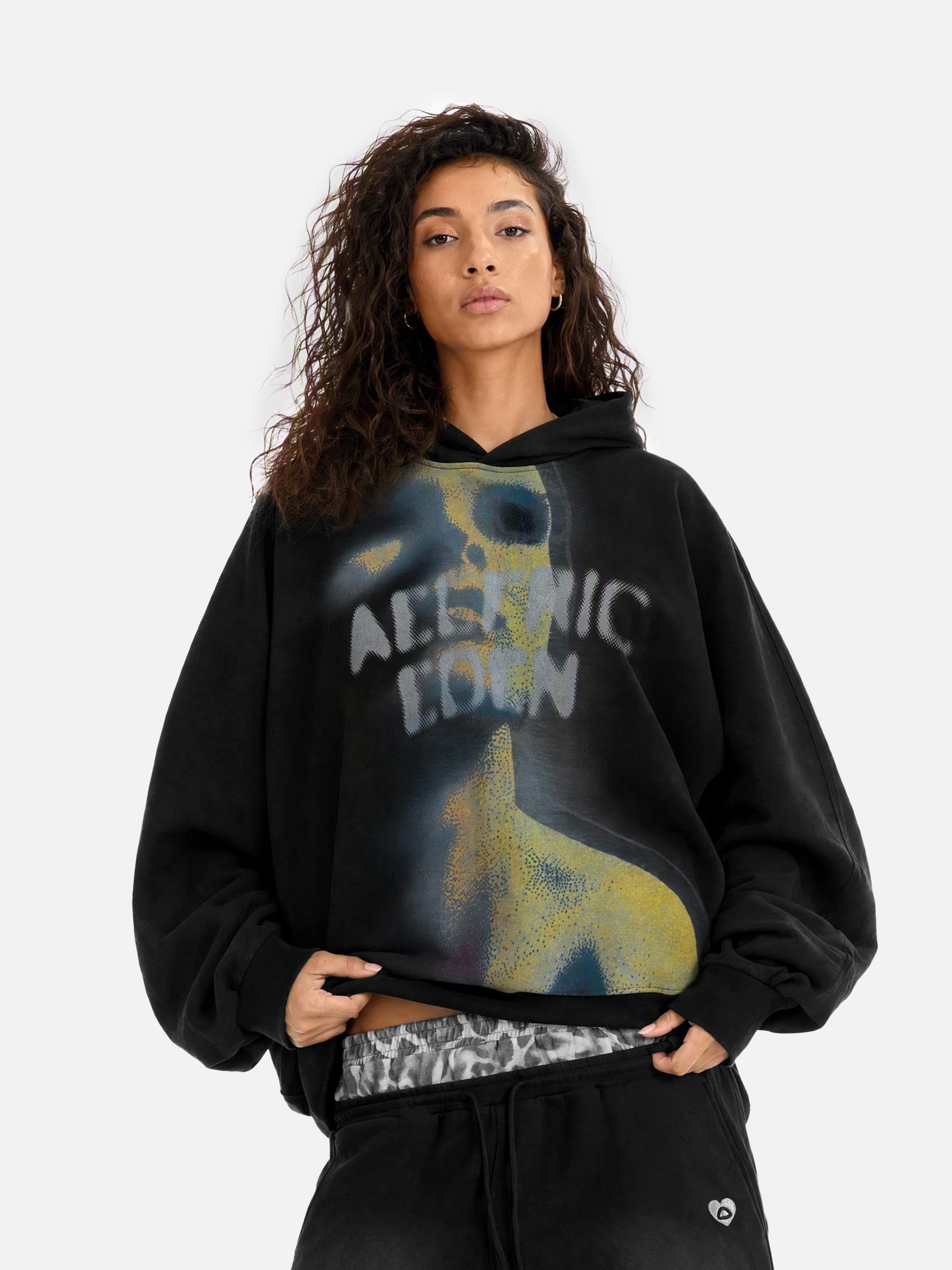 Thermal Print Hoodie worn front