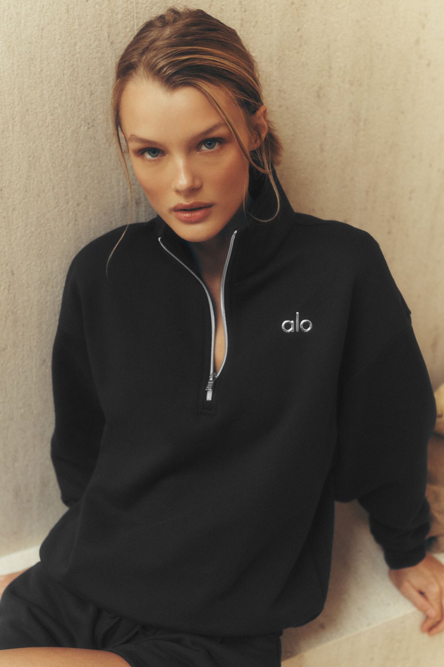 Air Land Ocean Quarter Zip in Black