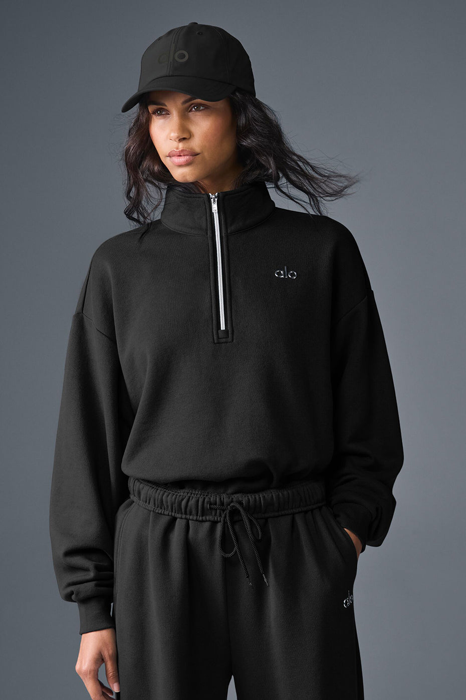 Air Land Ocean Quarter Zip in Black