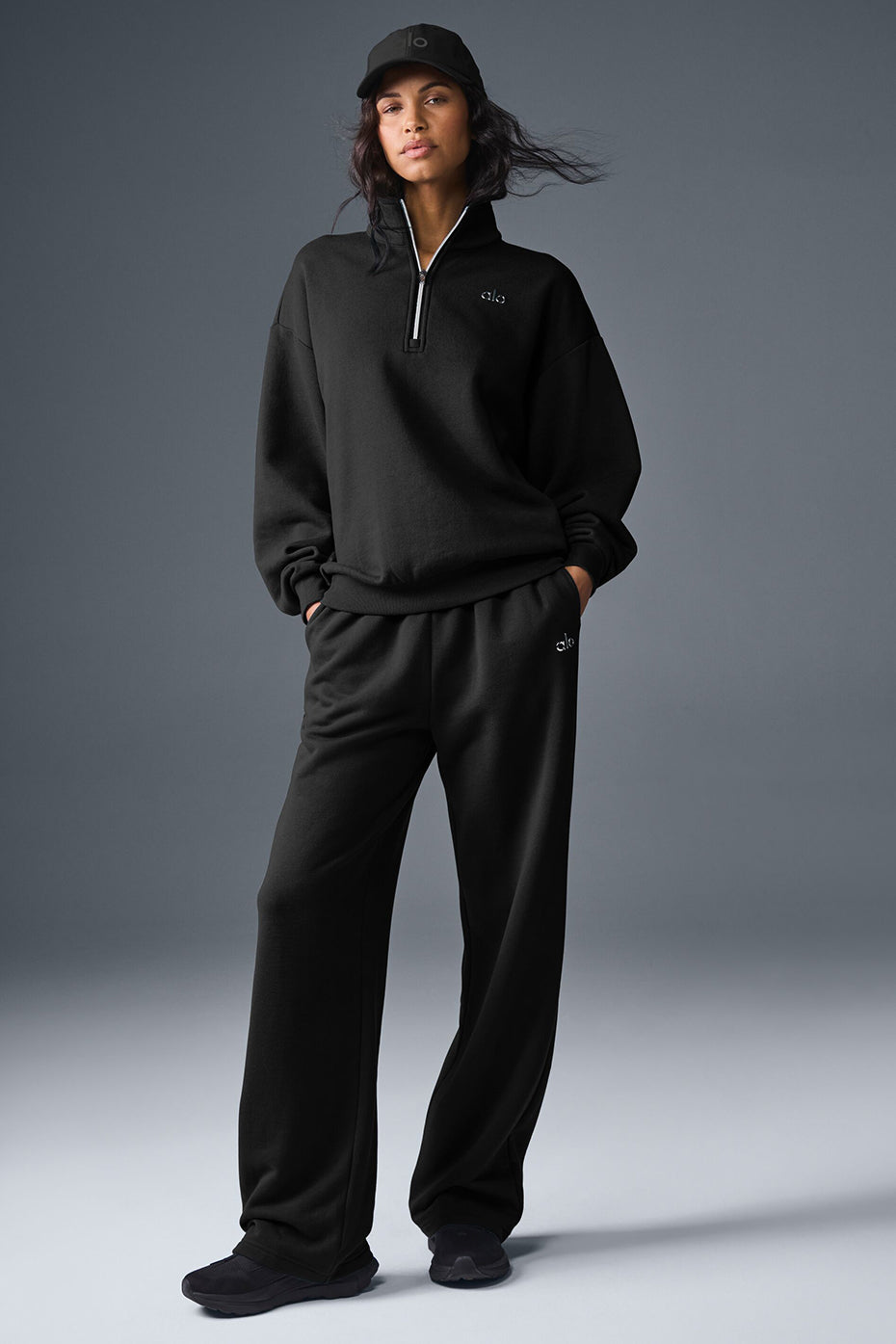 Air Land Ocean Quarter Zip in Black